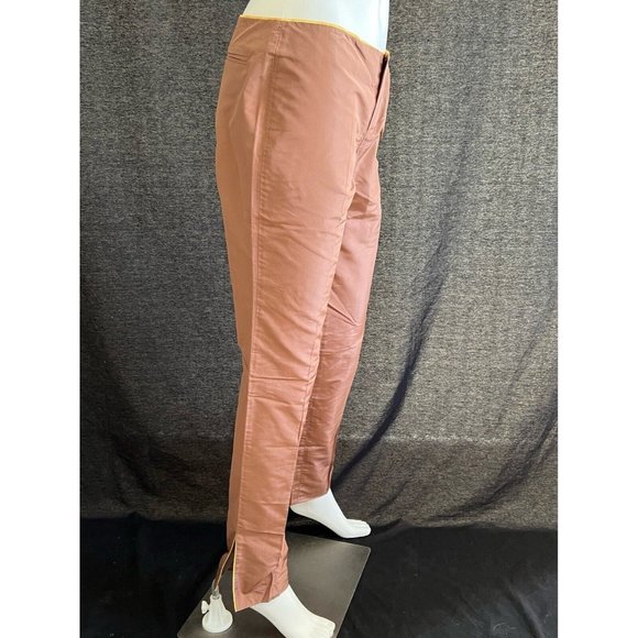 NWT Authentic Gucci Pants Dress Brown Gold Trim Seta Silk Straight Leg 40 US 4 S - Picture 4 of 12